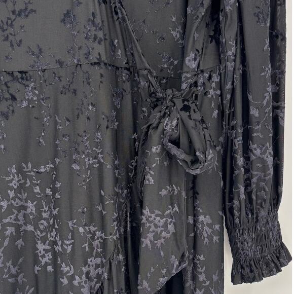 Lauren Conrad Black High Low Ruffle Hem Wrap Dress Dize L - Picture 5 of 10